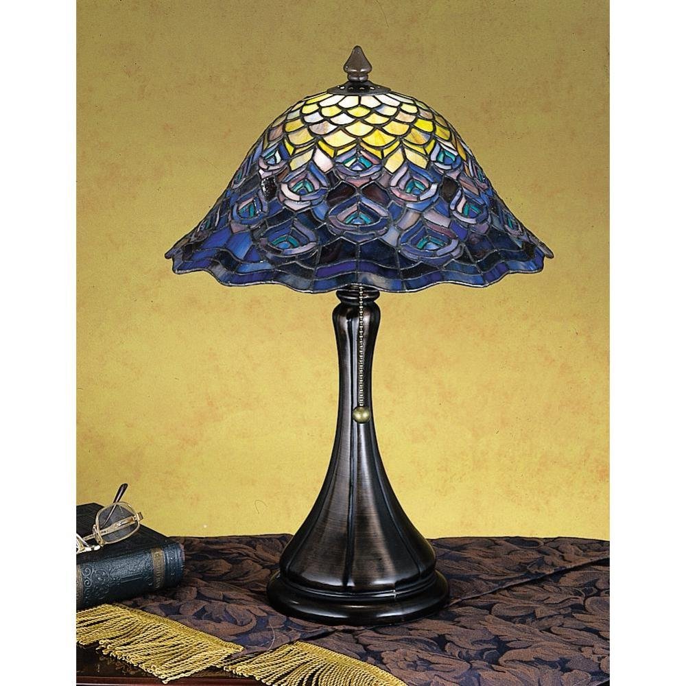 Meyda Tiffany 28568 Tiffany Peacock Feather Accent Lamp, 18