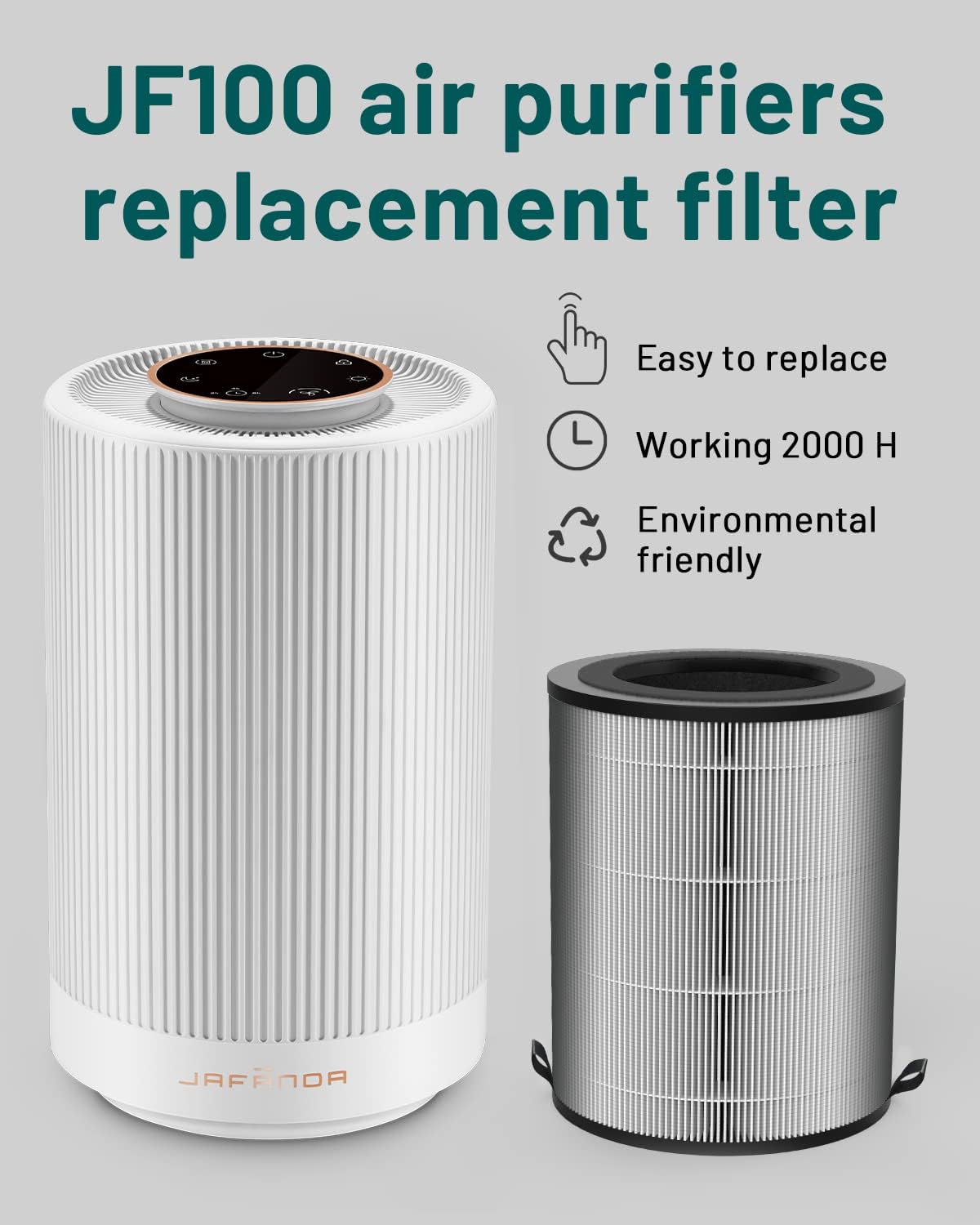 Jafända Air Purifier JF100 Replacement Filter, 3-in-1 True HEPA & Activated Carbon Filters，1 Pack - Image 2
