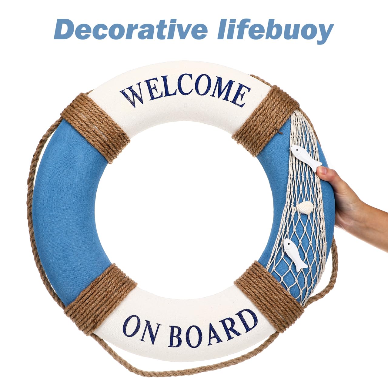 MAGICLULU 1 Stück 50 cm Simulation Schaum Rettungsring Anhänger Kreative Bunte Rettungsring Wanddekoration Nautischen Lebensring Wanddekor Für Restaurant Bar Home (Blauer Fisch)