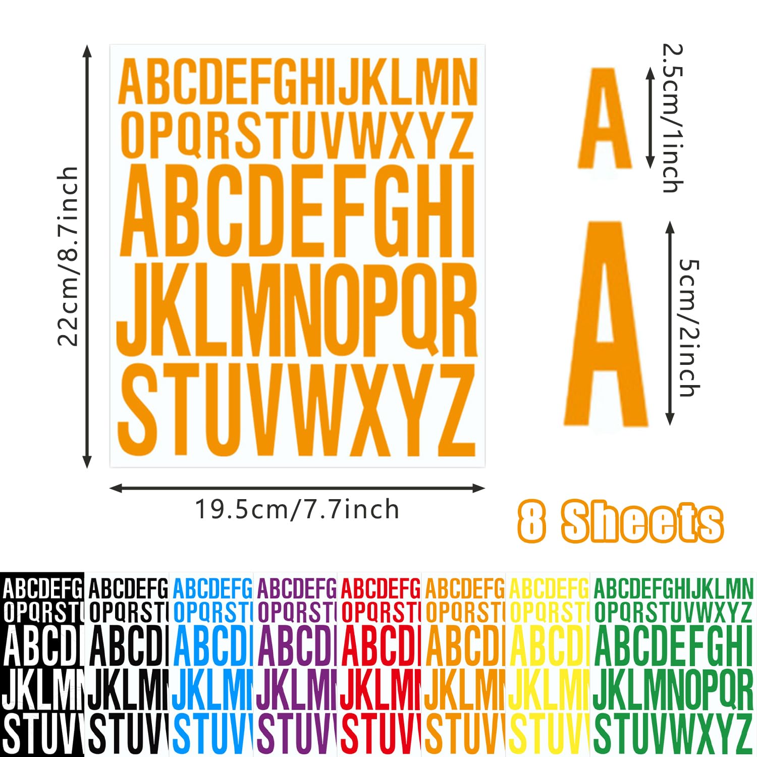 6 Fogli Adesivi Lettere E Numeri Autoadesivi Colorati In