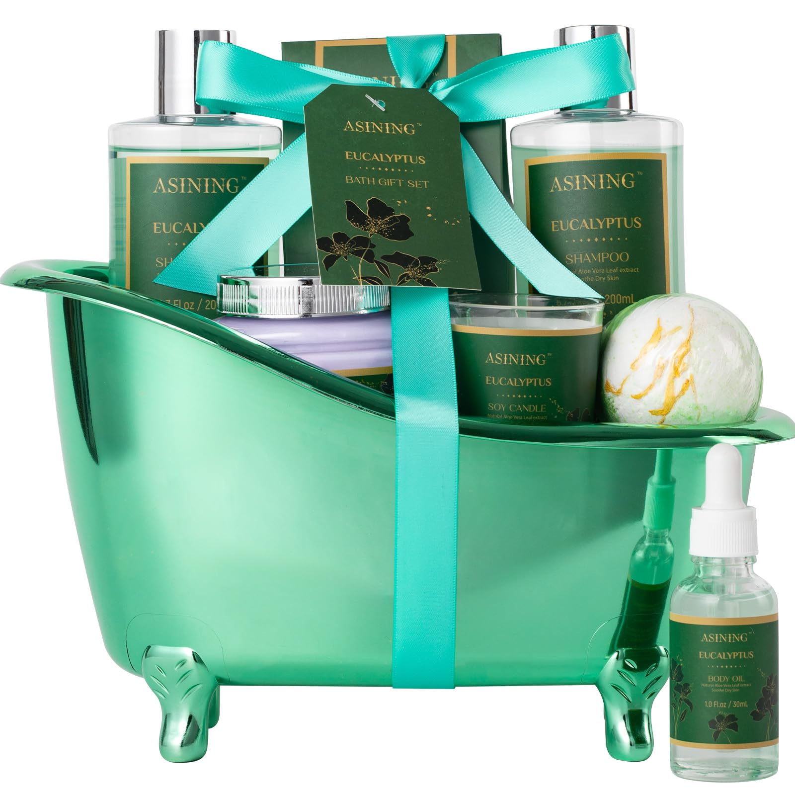 Home Spa Gift Basket - Eucalyptus- Spa Bath Kit 9pc Bath & Body Set For Men & Women, Contains Shower Gel, Shampoo, Scent — beauty deal on Shopping With Noya
