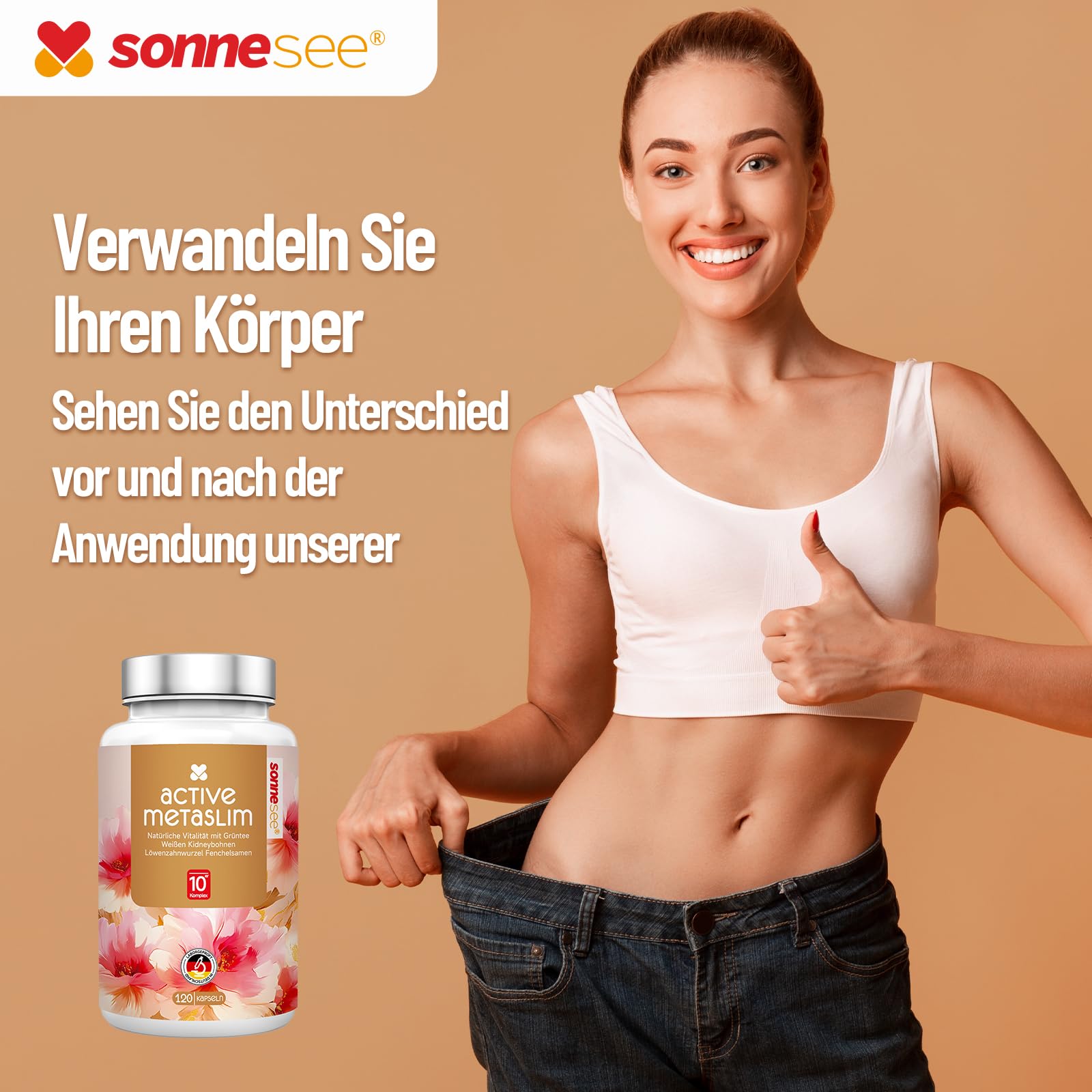 MetaSlim 10 fach Pflanzlicher Stoffwechsel-Komplex mit Grüntee L-Carnitin Kurkuma Löwenzahn & Kidneybohne Synergieformel Vegan 120 Kapseln