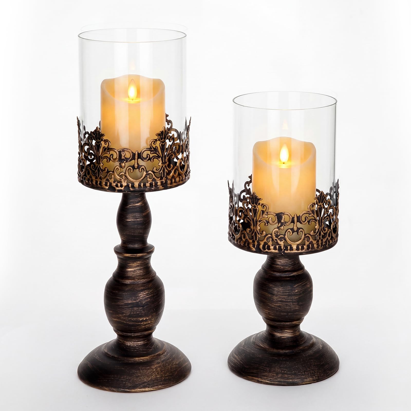 Photo 1 of ***MISSING 1***
Ferrochef 2 Pcs Gothic Hurricane Candle Holders for Pillar Candle Gothic Metal Candlestick Holder with Glass Sleeve Vintage Decorative Candleholder Halloween Pillar Holder for Table Centerpiece Decor