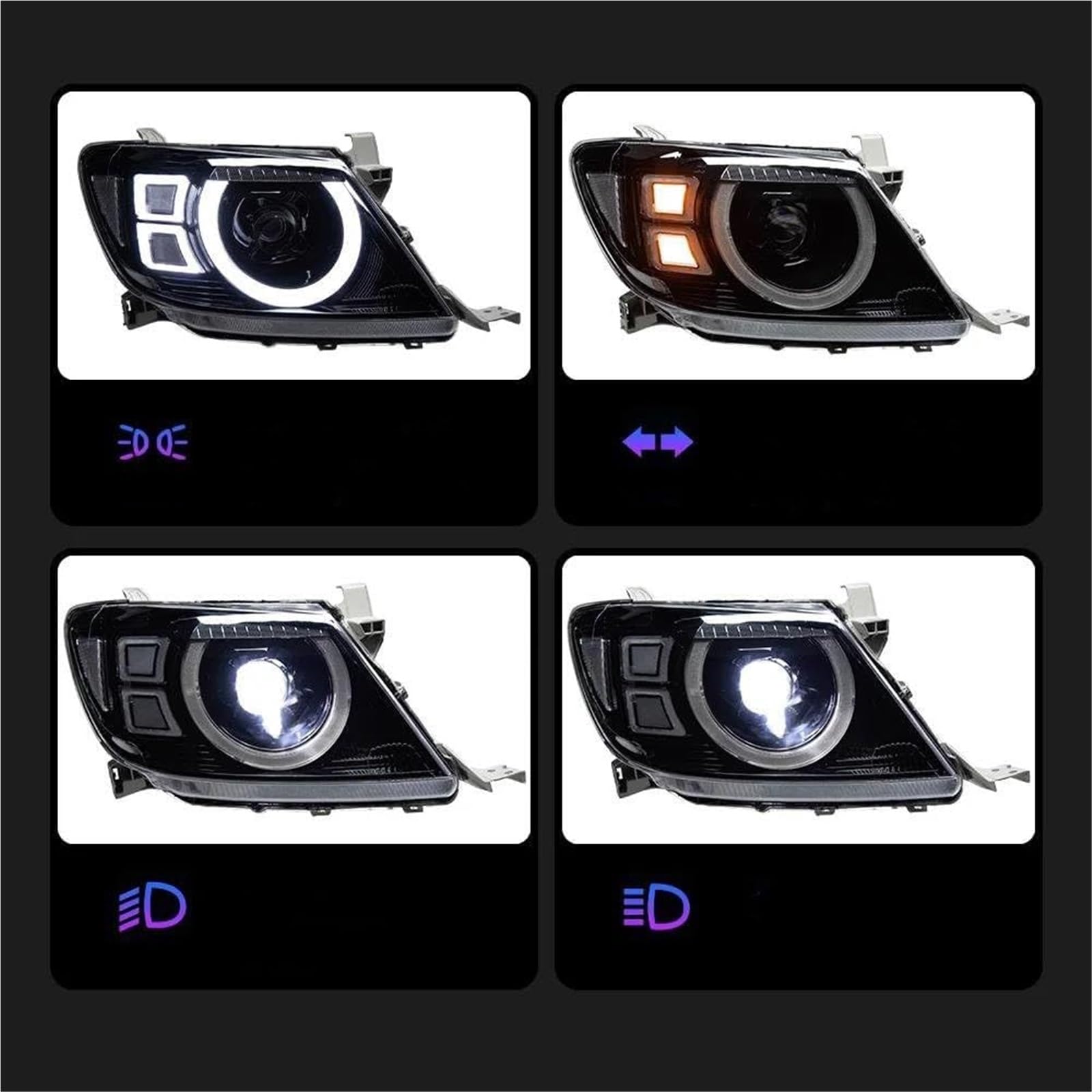 Fari dell'auto Faro anteriore per Toyota per Hilux per Vigo 2007-2011, luci per auto a LED, lampada con proiettore DRL