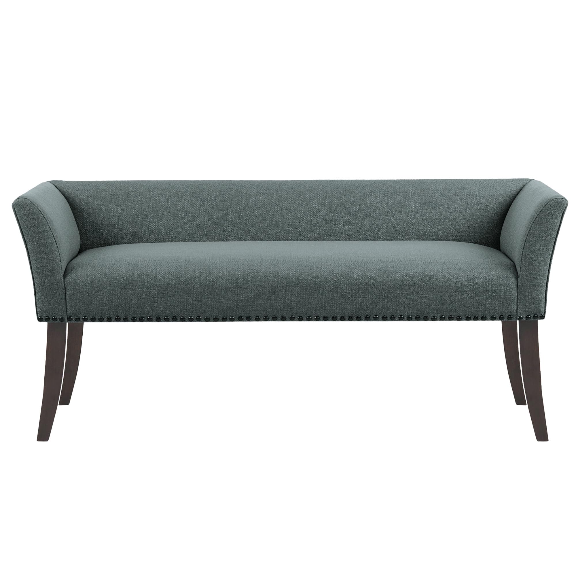 Madison Park Accent Bench, Upholstered with Nailhead Trim, & Padded Seat Entryway Bench Small, End of Bed Bench with Back, 49.5" W x 19.25" D x 23" H, Slate Blue