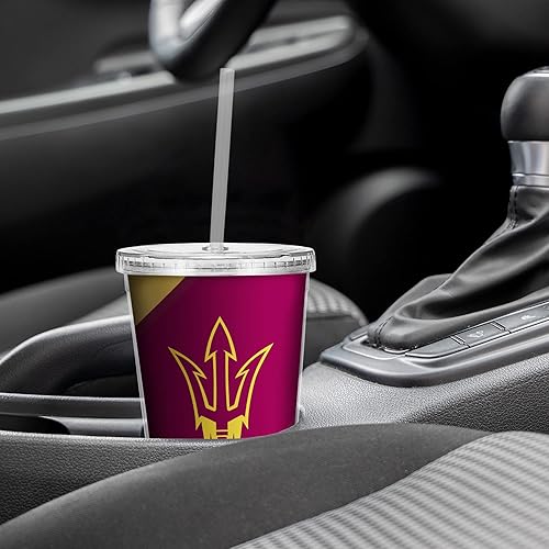 Miniatura 198 de Rico Industries NCAA Sports Team - Vaso transparente de 16 onzas con pajilla, vaso de viaje del color del equipo para fanáticos de los deportes