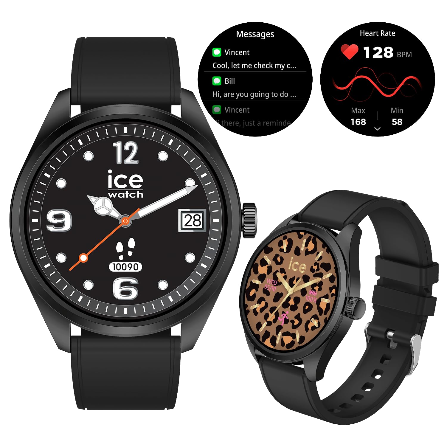 Ice-Watch - ICE smart forever Blue Milanese - Smartwatch czarny z silikonowym paskiem - 026217 (1.32 cala / 42mm)