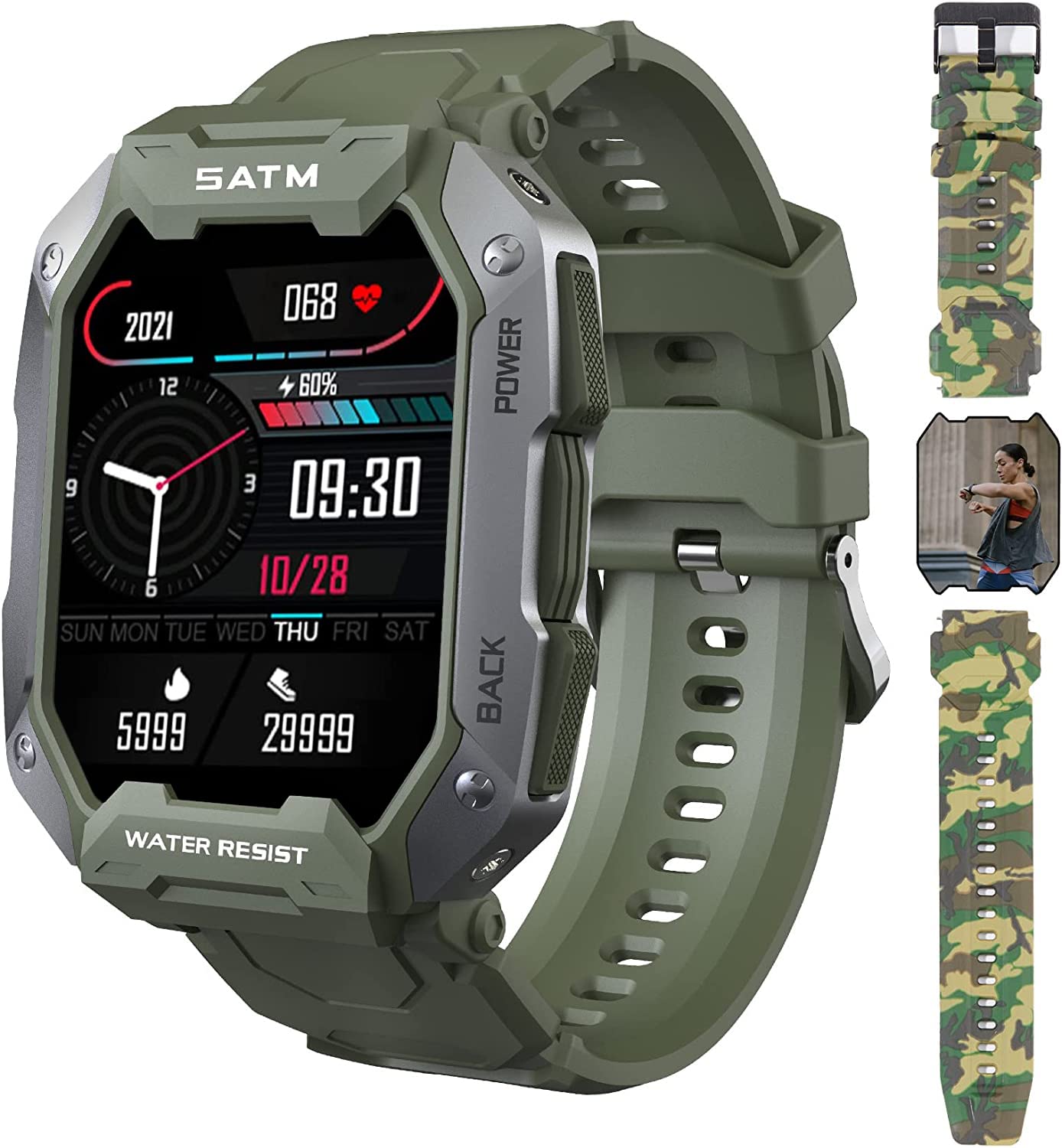 Eiifiter Smart Watch, Fitness Tracker for Men, 5ATM IP68 Waterproof 1.71" Full Screen Sport Band wit