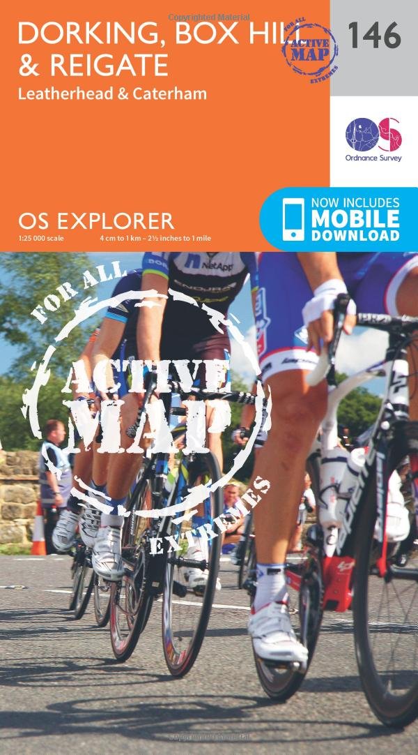 Dorking, Box Hill & Reigate Map | Weatherproof | Leatherhead & Caterham | Ordnance Survey | OS Explorer Active Map 146 | England | Walks | Hiking | Maps | Adventure