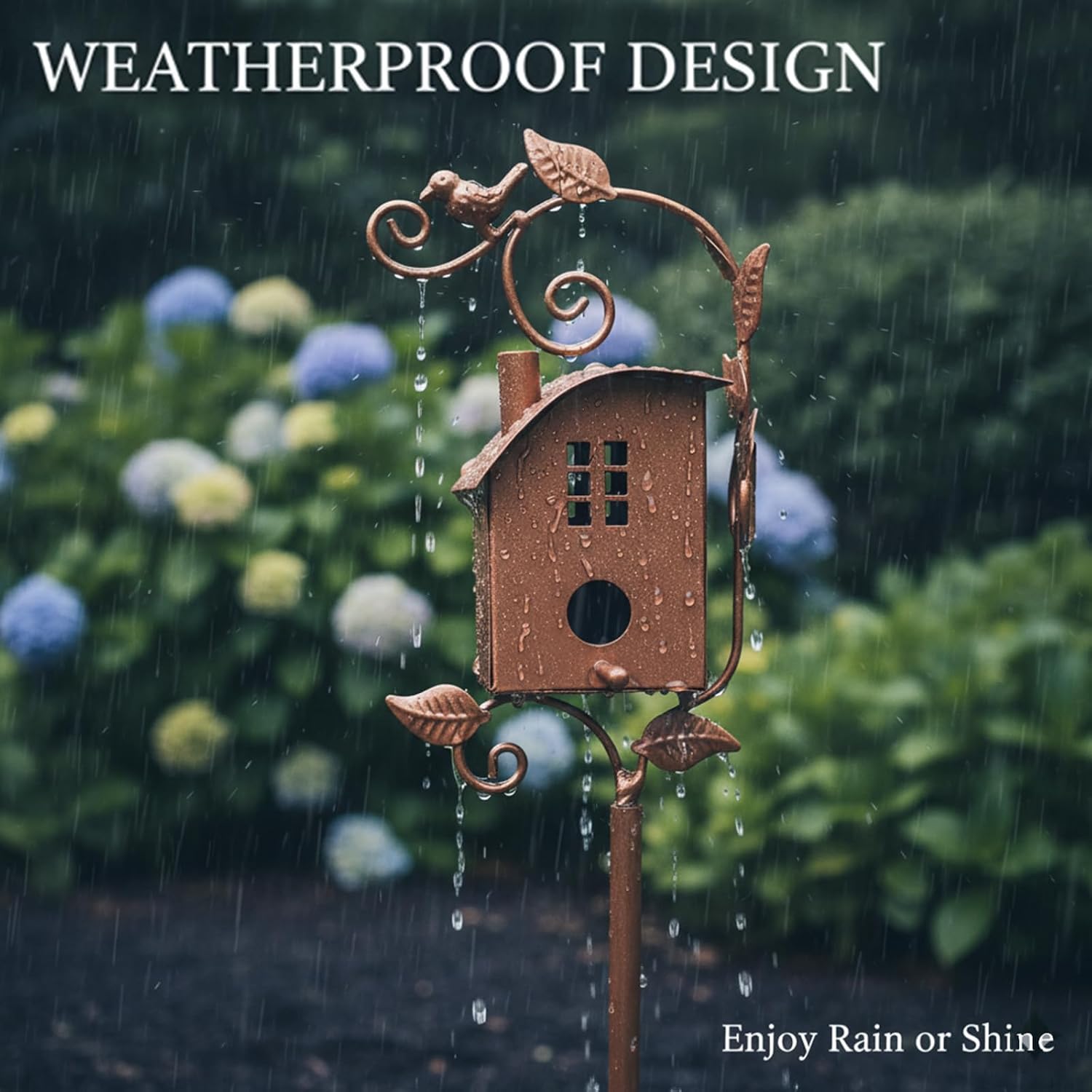 Universal Birdhouse Stake - Outdoor Garden & Patio Decoration, Bird Lover Gift (A) image 5