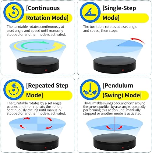 Miniatura 3 de Plataforma giratoria eléctrica motorizada remota Plataforma giratoria giratoria 360 Fotografía Tocadiscos Lazy Susan Base giratoria para fotografía,
