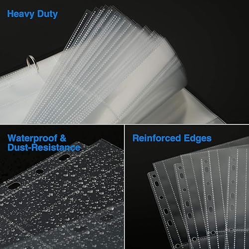 Miniatura 4 de Sooez Paquete de 30 protectores resistentes para fotos o postales, fundas de plástico transparente para carpetas de 3 anillas, dos bolsillos de 5 x