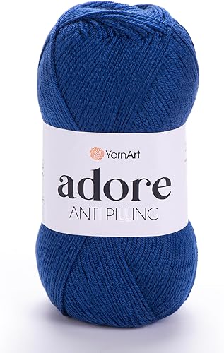 1 madeja YarnArt Adore, Hilo antibolitas, 100% acrílico antibolitas, 100 g (3.5 oz), 918.6 ft (306 yd), 3 Light-DK, azul oscuro - 349 disponible en Yaxa Costa Rica