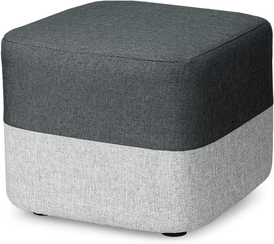 VWMYQ BILEEDA Small and Short Foot Stool Grey Foot Stools and Ottomans with Linen Fabric Washable Cover for Foot Rest Square