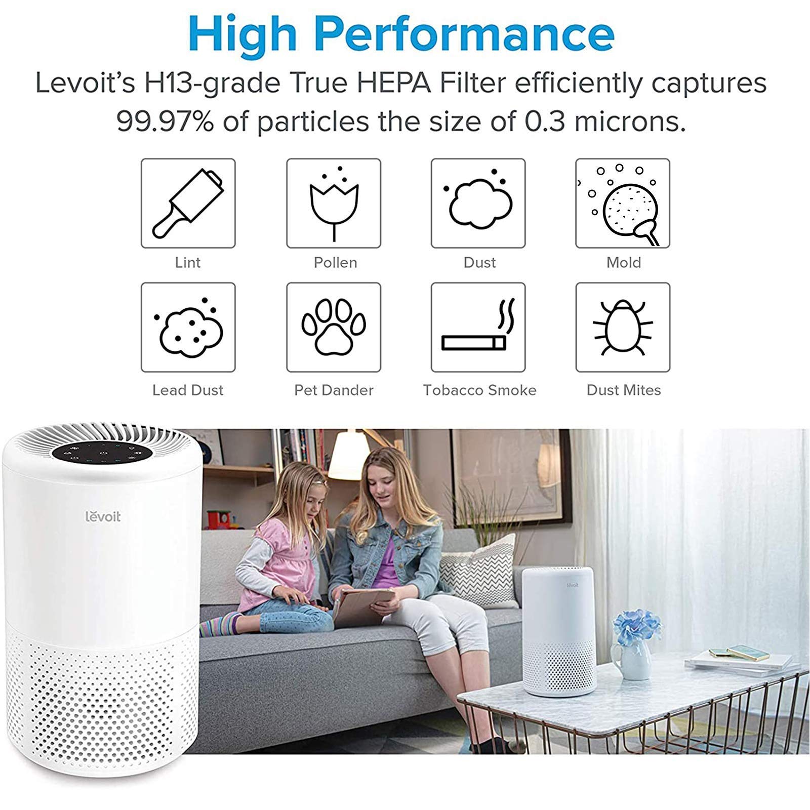 LEVOIT Air Purifiers for Home Allergies and Pets Hair, H13 True HEPA