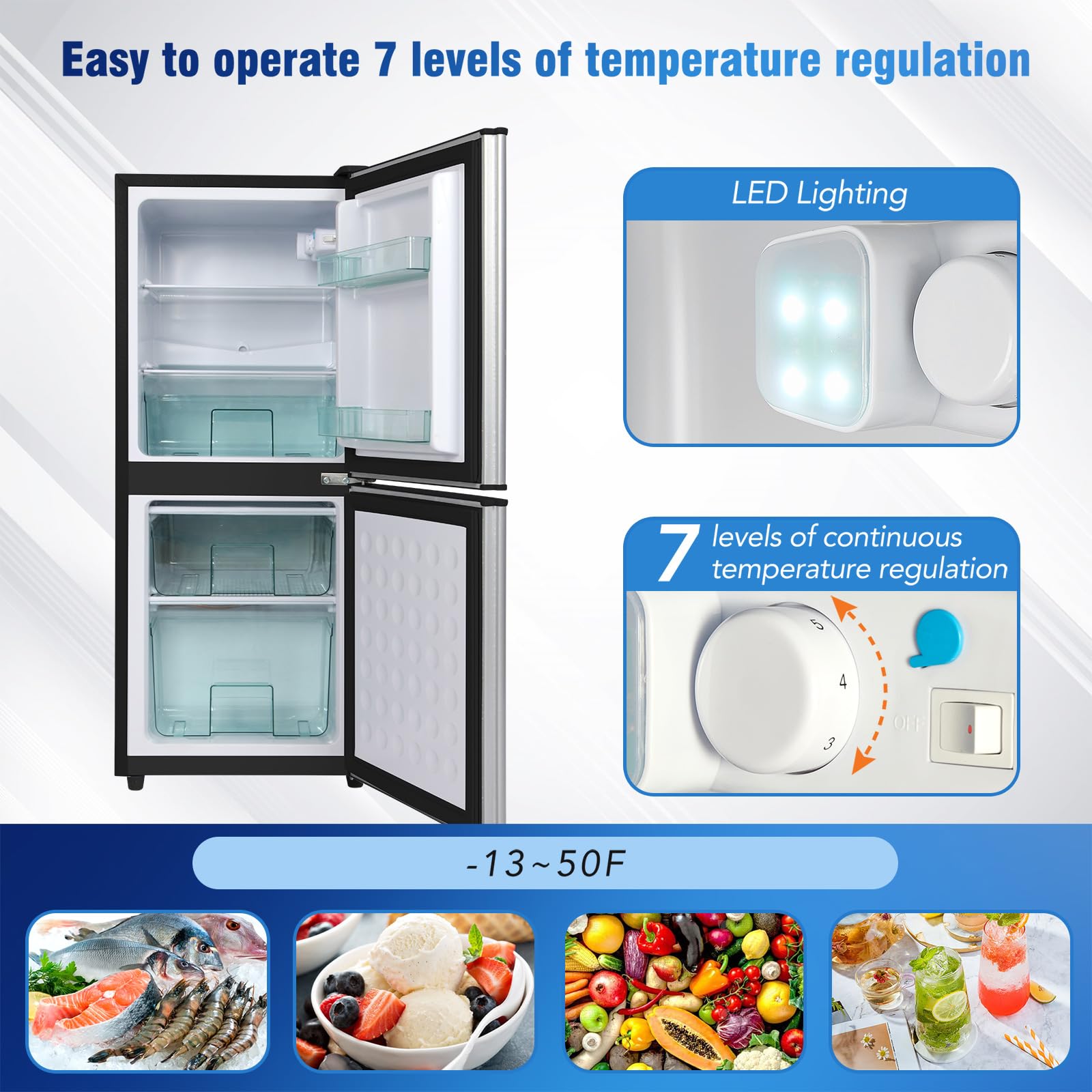 AXUTL Small Refrigerator with Freezer Mini Fridge 4.0 Cu.ft Compact Small for Bedroom Dorm RV Apartment 2-Door Design Silver… on Fridge.com
