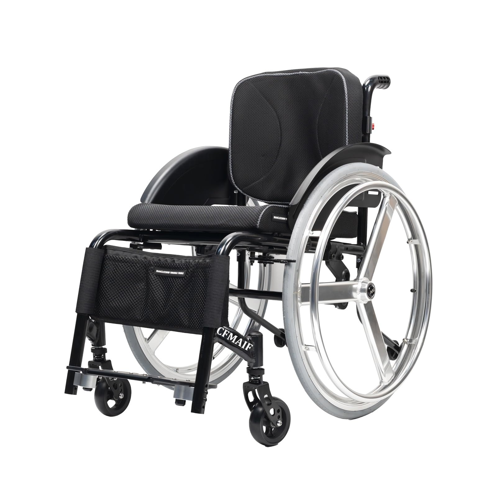 Aluminiowy wózek inwalidzki podróżny, ultralekki, samobieżny, hamulec towarzyszący, dla dorosłych na zewnątrz, tranzytowy (A,42 cm/16,5 cala)