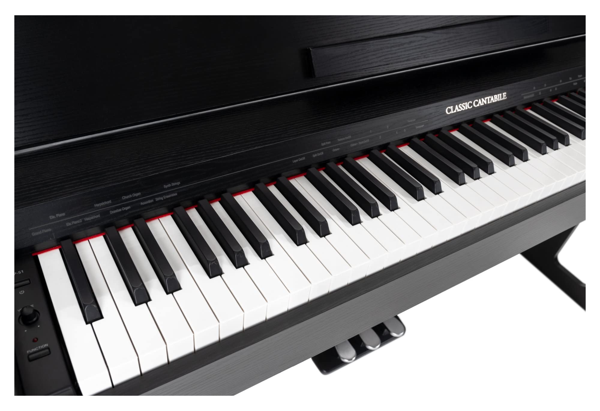 Classic Cantabile DP-S1 SM E-Piano Schwarz matt, 64-fache Polyphonie | 88 gewichtete Tasten mit Hammermechanik, Anschlagsdynamik in 5 Stufen einstellbar, 1 interner Demo-Song, 10 Klänge, Dual