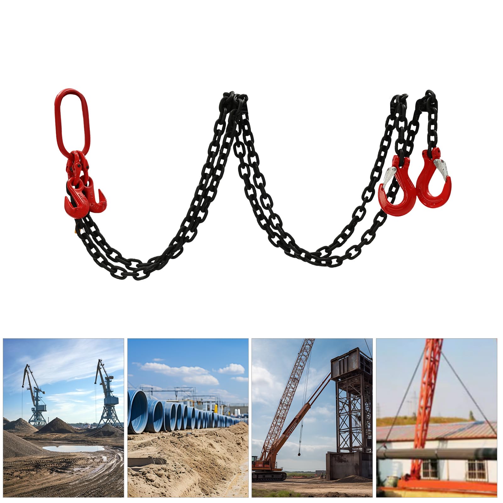 Catena a 2 fili, catena di arresto per gru, catena di sollevamento del motore, catena di sollevamento del motore, catena di ritorno, catena choker, in acciaio legato, strumento di sollevamento