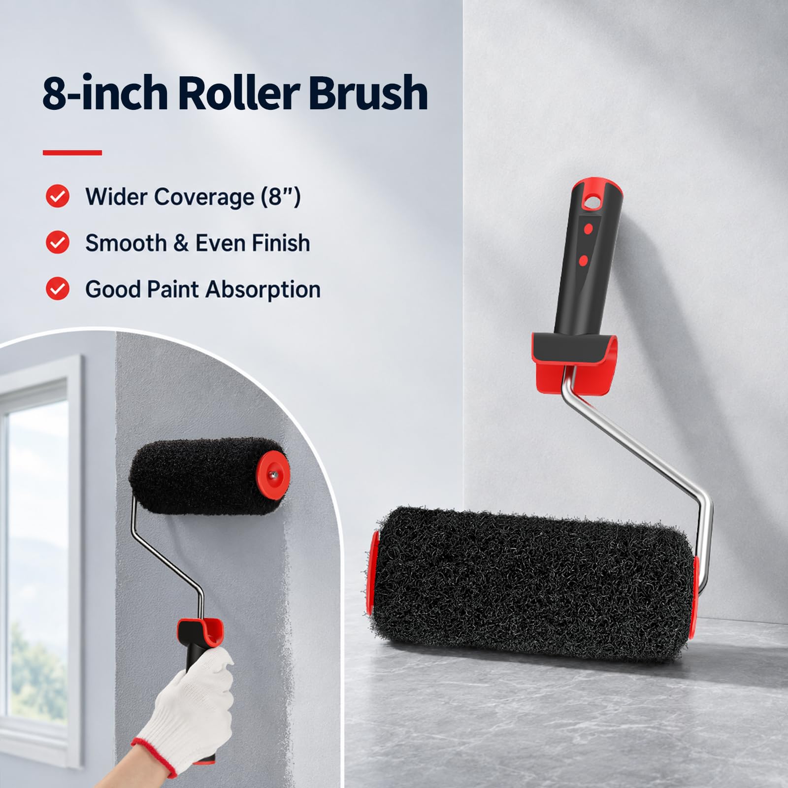 Espatula masilla kit 9 piezas 60 cm con rodillo y mango telescópico