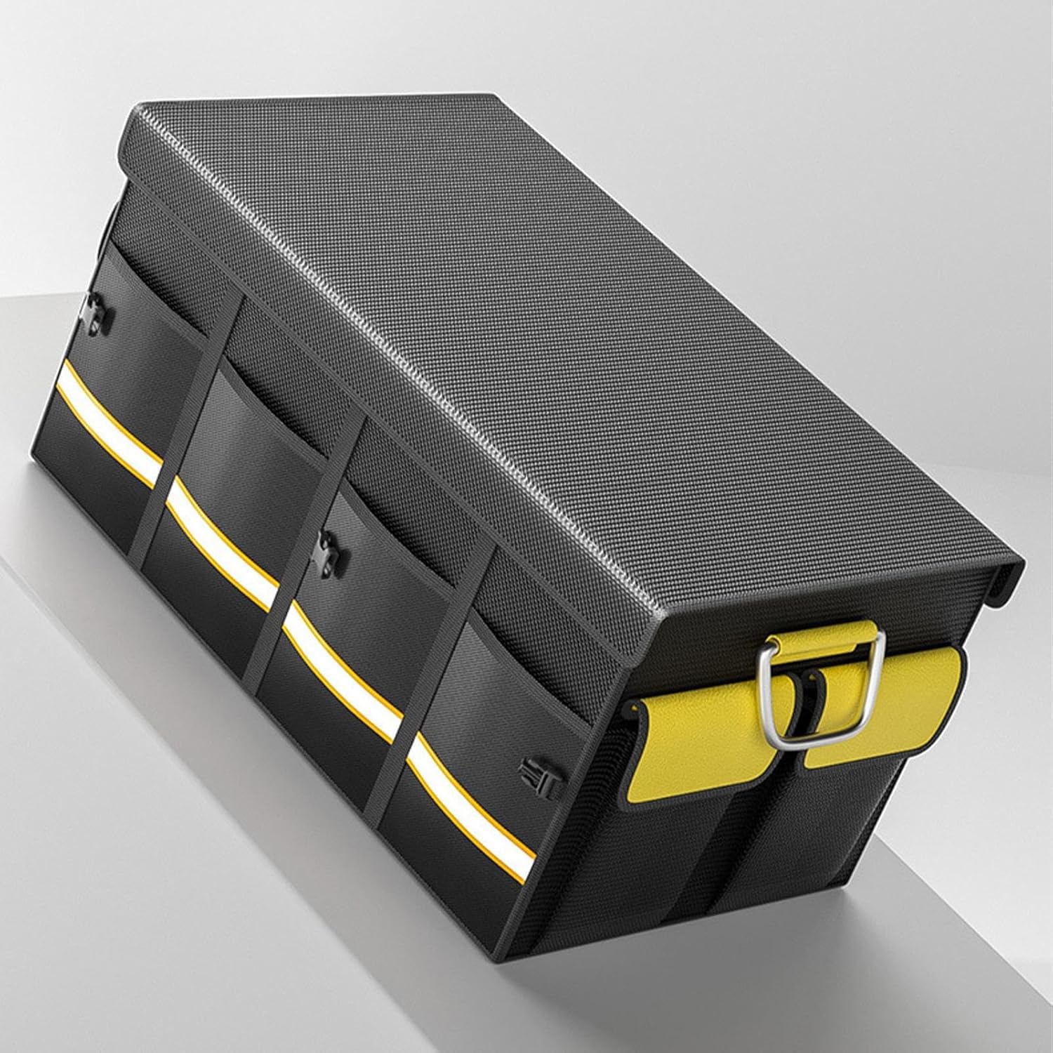 Organizer per bagagliaio con coperchio, 68 l, pieghevole, multifunzione, pieghevole, per auto, bagagliaio, impermeabile, per tutte le auto, campeggio, picnic, shopping (4 scomparti)