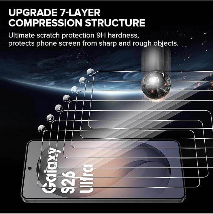 CONSTRAIN - Samsung Galaxy S26 Ultra ile uyumlu Uygulama Aparatlı Tam Kapatan Temperli Ekran Koruyucu Kırılmaz Cam