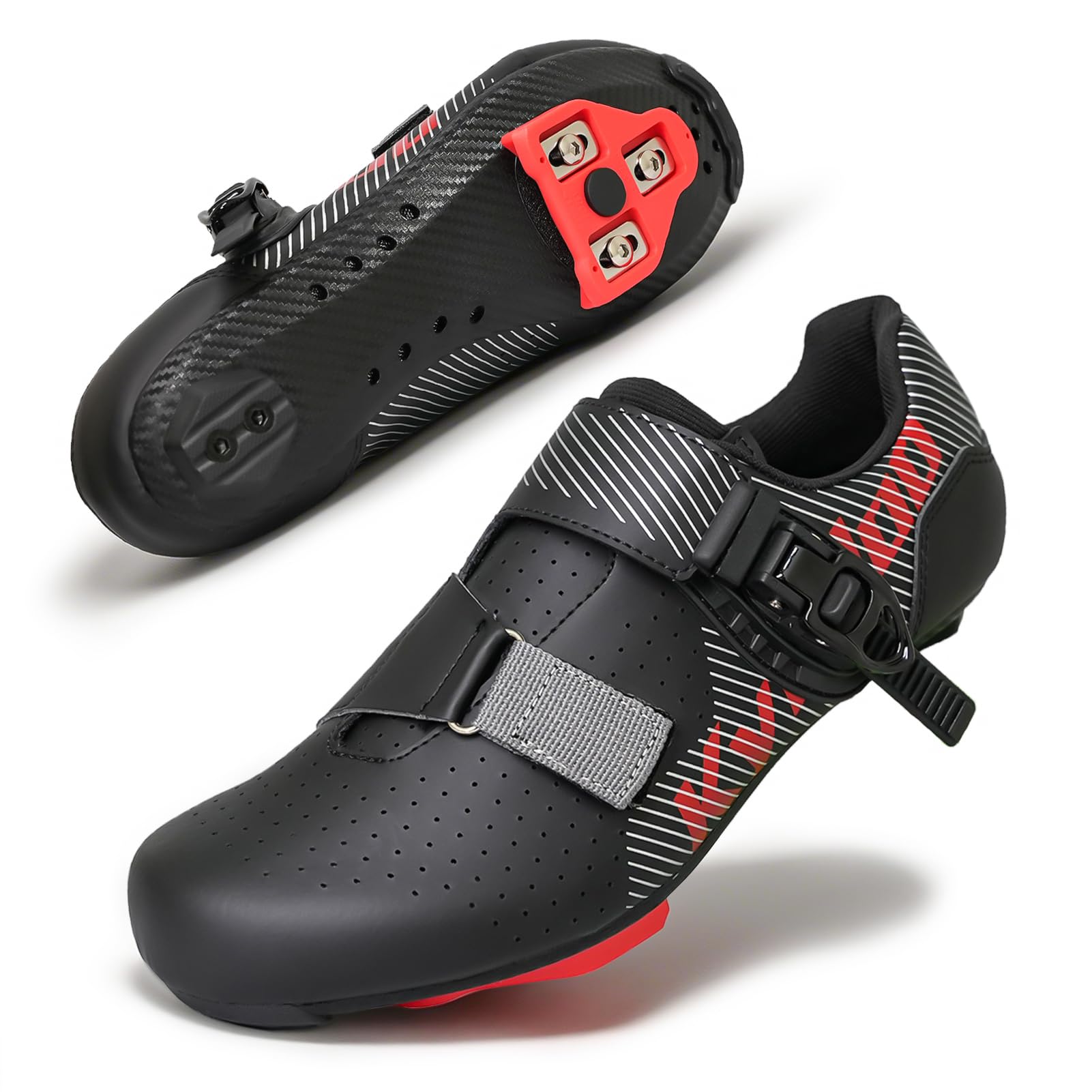 Kyedoo Mens Wide Cycling Shoes Compatible with Peloton Bike Shoes for Indoor Outdoor with Delta Cleats Gym Racing Bicycle Size 6 Black