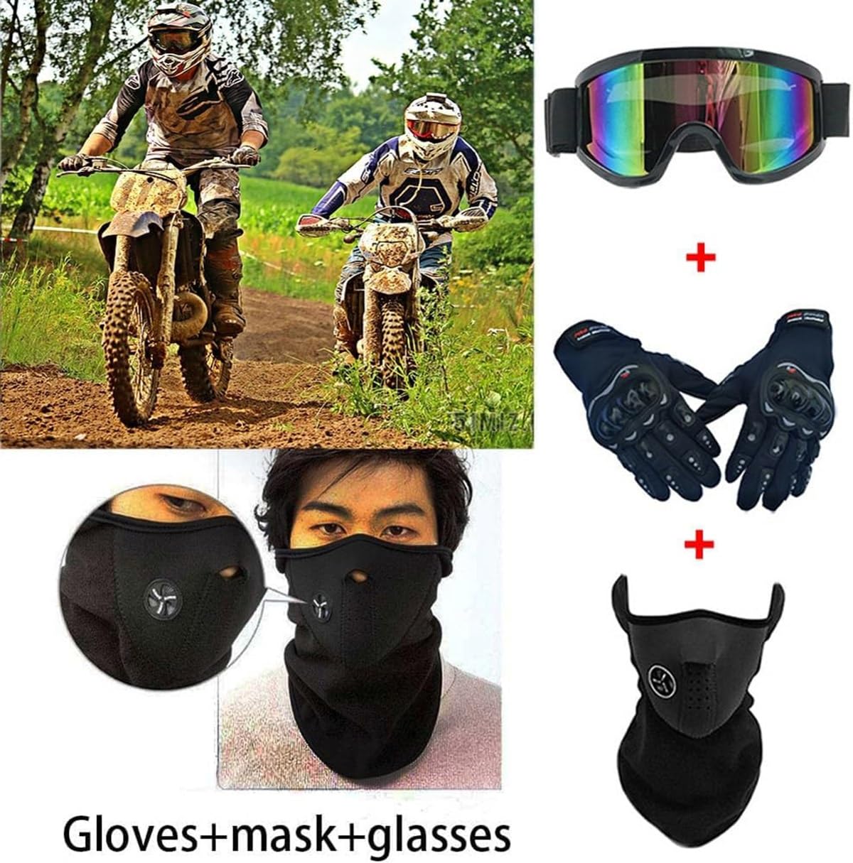 Zestaw kasku Motocross Unisex Sport, pełny twarz hełm motocyklowy, dorosły zjazd enduro wyścigi mtb atv kararting hulask mx quad dirt Crash Crash Helmet(White,L(56~57cm))