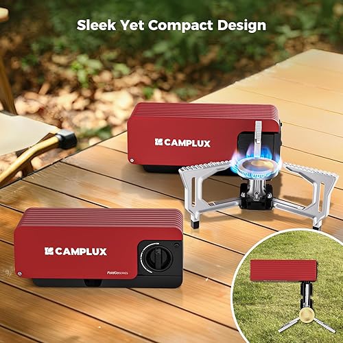 Miniatura 2 de CAMPLUX - Estufa de campamento FoldGo, estufa portátil de gas butano de 7500 BTU, estufa de casete plegable con bolsa de transporte y quemador