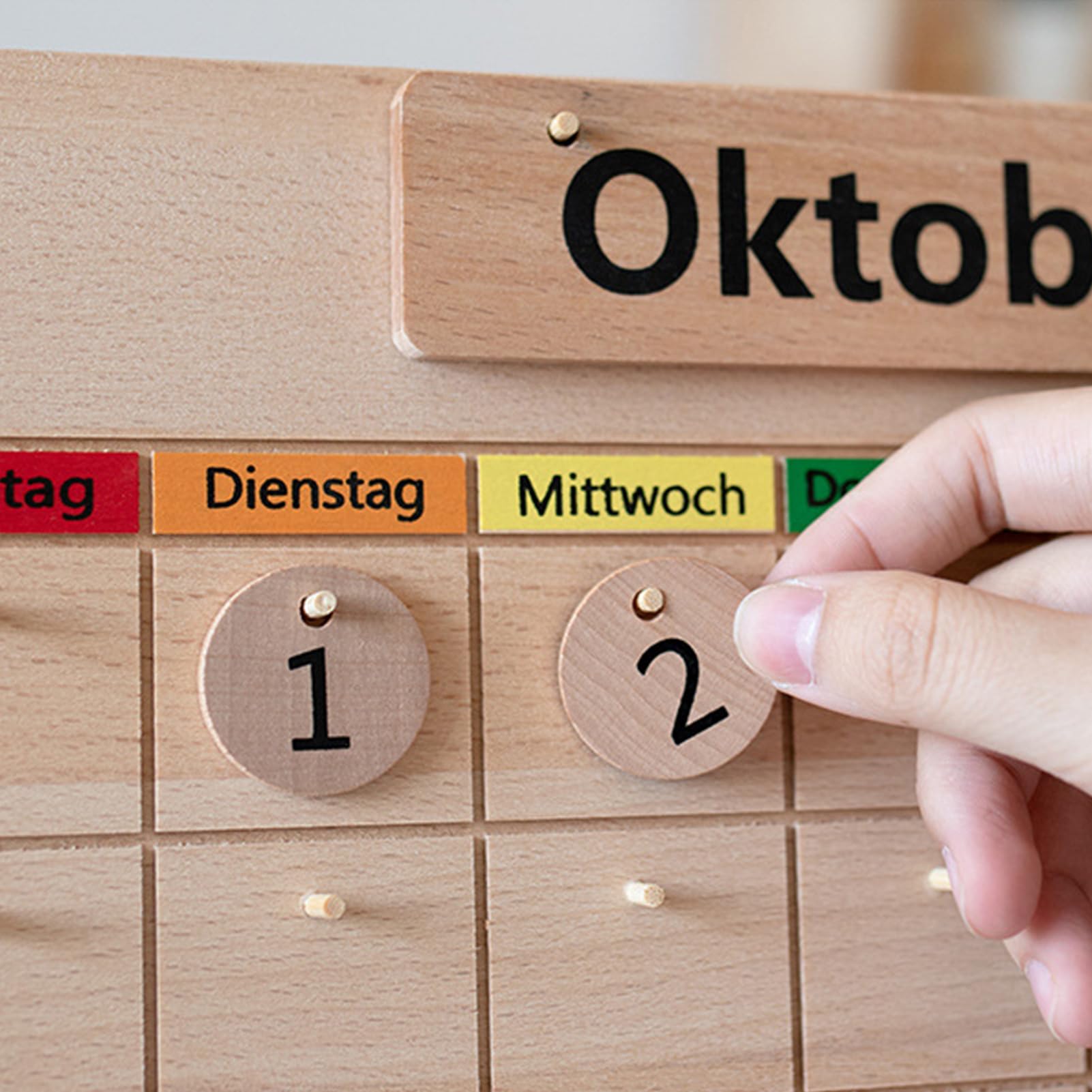 Perpetual Calendars Houten Kinderen, Herbruikbare Advent Kalender, Grappige Kalender 2022 Muur Gegraveerde Draaibare Maan Vorm Wandkalenders Thuiskantoor Craft Decoratie