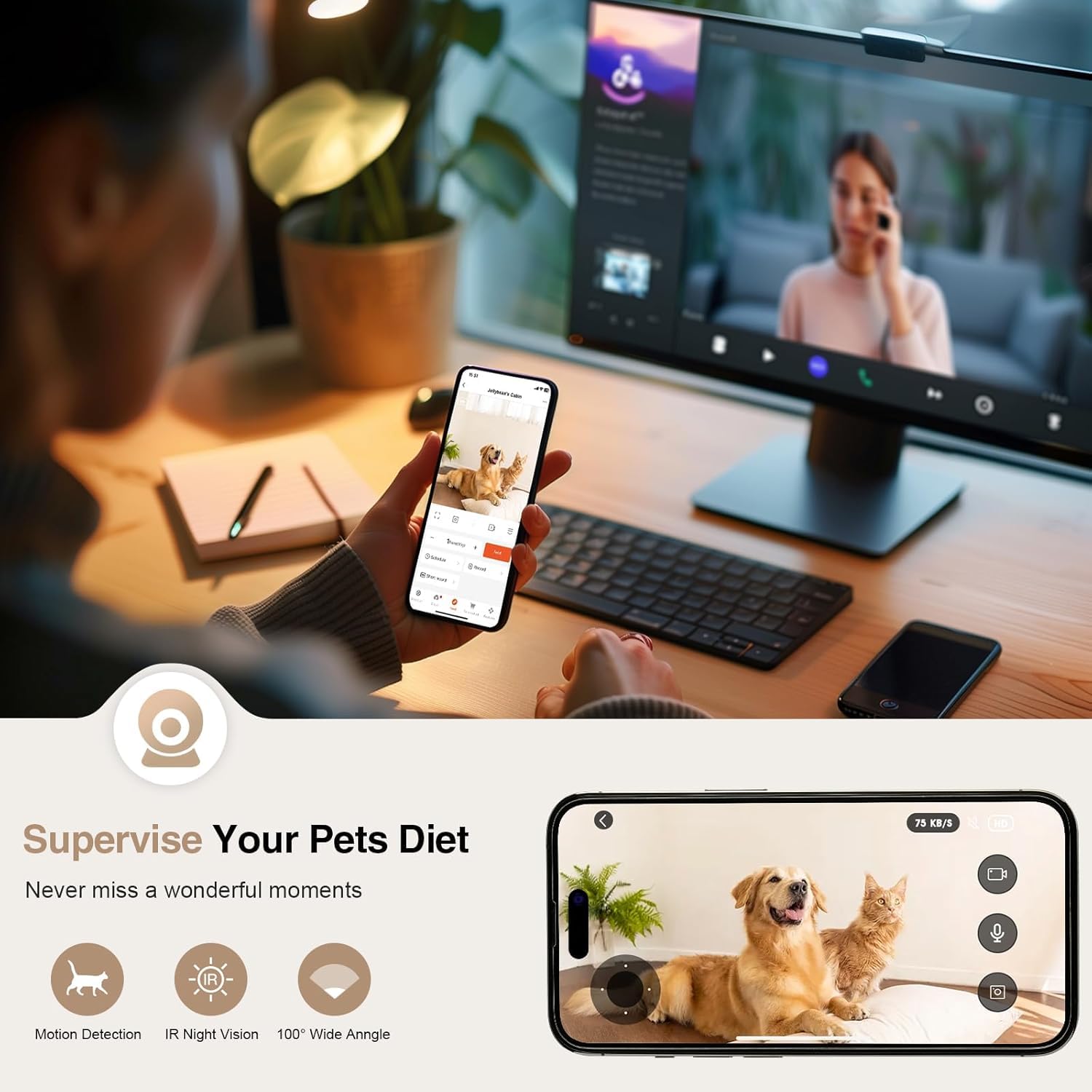 Smart Automatic Cat Feeder with 1080P Camera & Laser Toy, 5G WiFi 5L Pet Feeder for Cats & Dogs, Night Vision, Motion Detection, 2-Way Audio, APP Control, Timed Dry Food Dispenser - image 7
