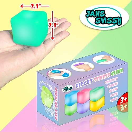 Miniatura 11 de 2 cubos antiestrés que brillan en la oscuridad, bolas antiestrés para adultos y niños, juguetes sensoriales súper sólidos, juguete sensorial, cubo