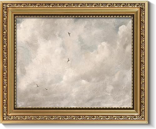 Miniatura 51 de ARPEOTCY Arte de Pared Vintage con Marco Dorado, Paisaje Retro de Jardines y Cielo, 20x25 cm Pequeños Cuadros en Lienzo con Marco Antiguo, Pinturas