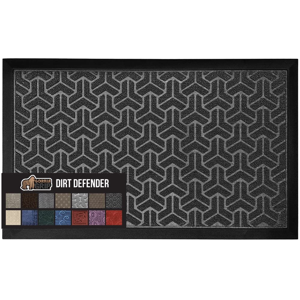 The Original Gorilla Grip Dirt Defender All-Weather Doormat, 47x35, Durable Natural Rubber, Stain an