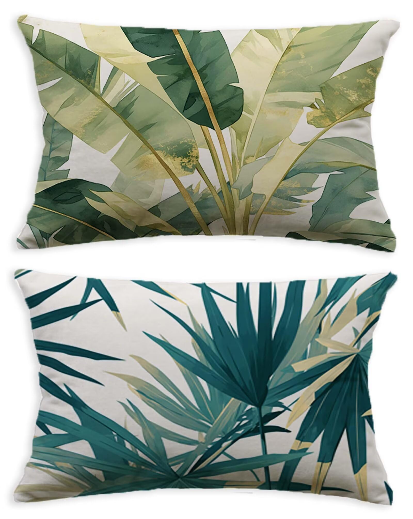 Housse de coussin 60x90 velours premium | Parure design feuille élégante