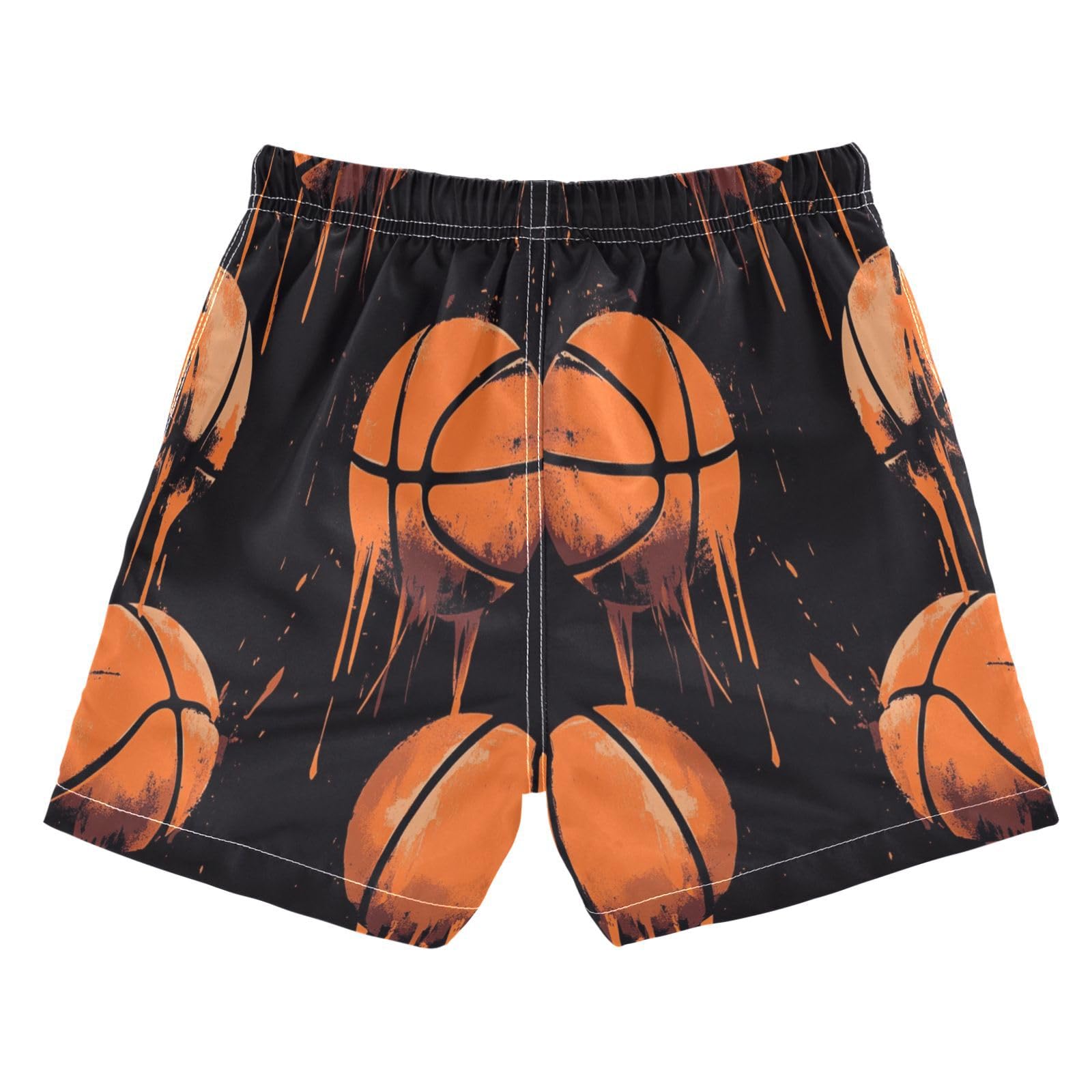 Jucciaco Boys Beach Board Shorts Doodle Basketball Sport Quick Dry Swim Trunk Swimwear for Kids Multicolor