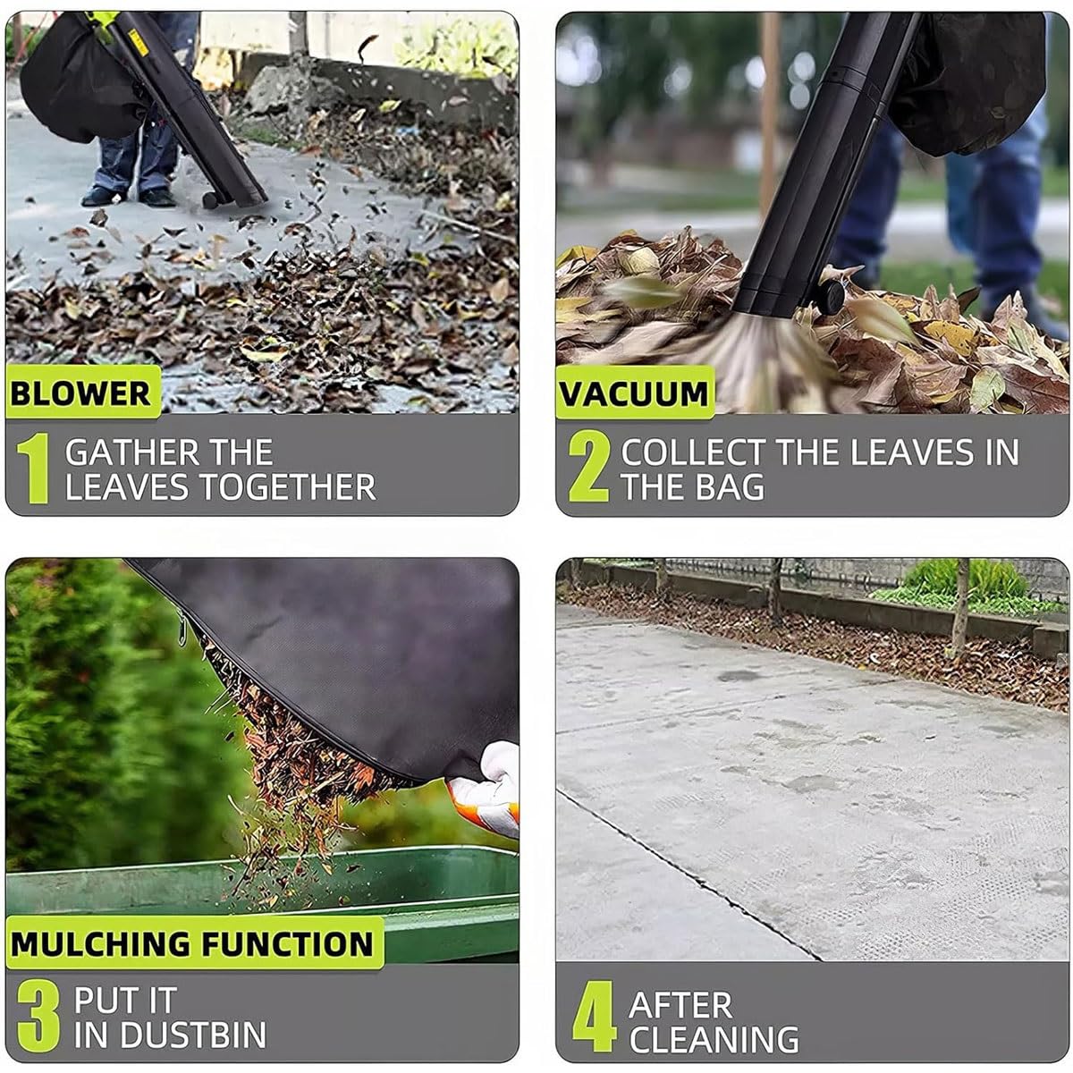 Soffiatore per foglie 3 in 1, aspiratore per foglie da giardino, aspiratore e trituratore da giardino da 3000 W con sacco di raccolta delle foglie da 40 l, velocità del vento 270 km/h, per cortile,