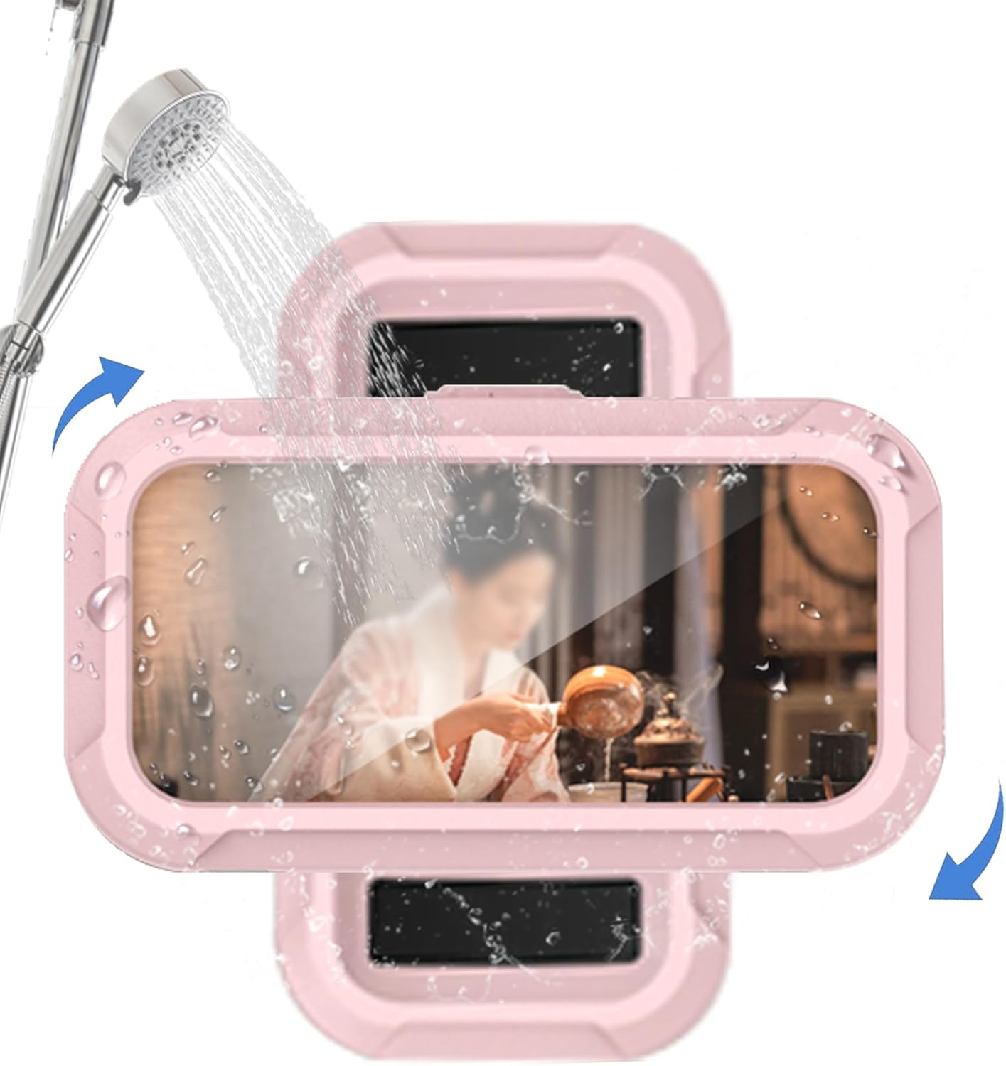 Waterproof Shower Phone Holder With Touch Screen | 360° Rotatable, Wall-Mounted, Fits Phones Up To 7 Inches | Bathroom & Kitchen Mount