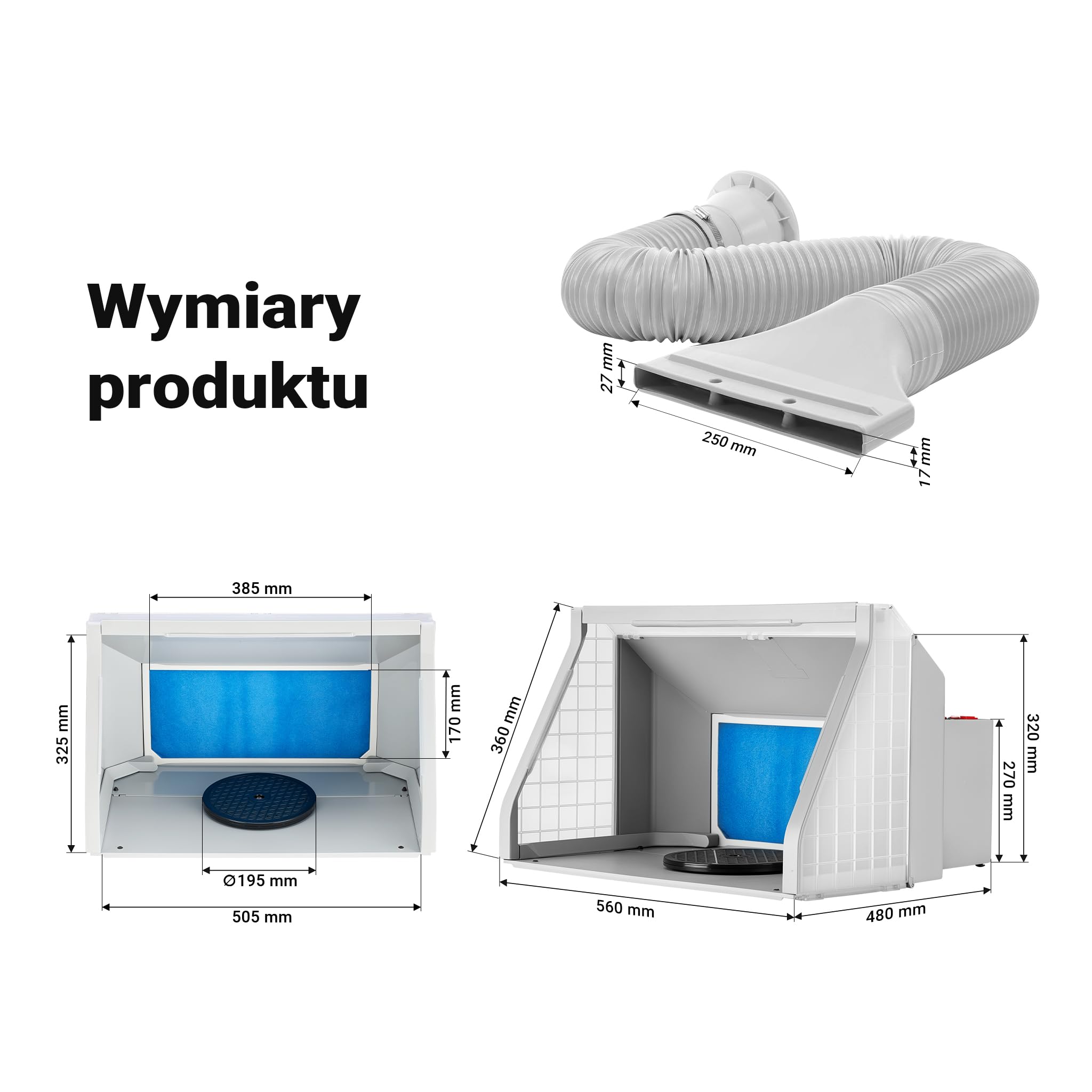 Wiltec Przenośna kabina lakiernicza modelarska z LED i filtrem, mini komora do malowania modeli aerografem, wydajność 9 m³/min do detali i miniatur