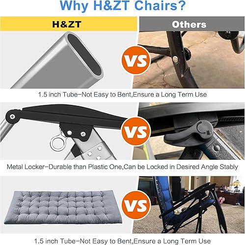 Miniatura 7 de H&ZT Zero Gravity - Silla reclinable plegable ajustable para patio, patio, piscina, con portavasos