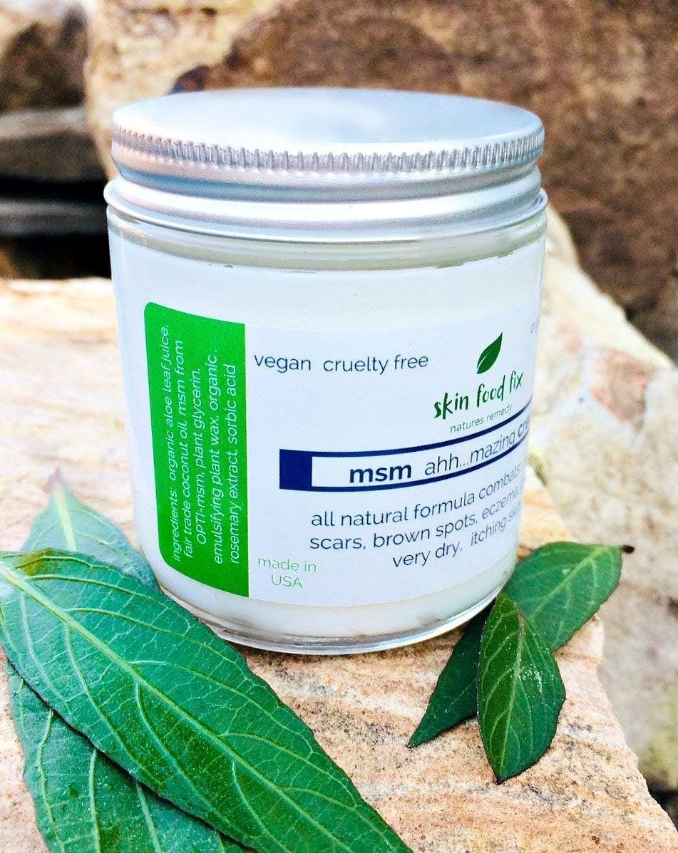 MSM Cream, Face Product Rosacea, Sensitive Skin Redness sooth irritation, 2 oz glass jar