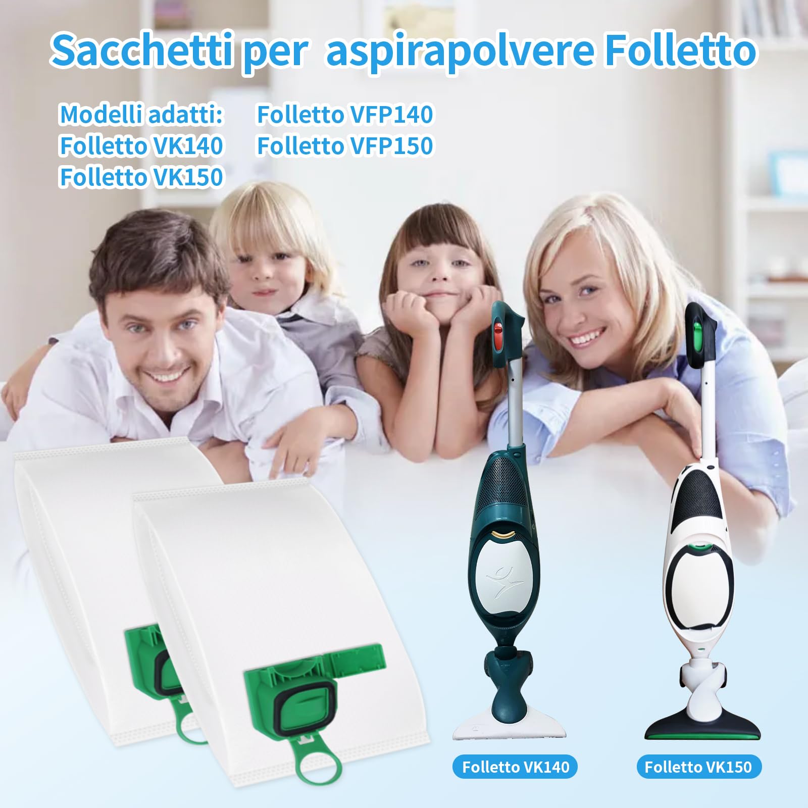 Kobold Staubsaugerbeutel Set - 12 Beutel + 2 Filter + 2 Bürsten Für VK140/150