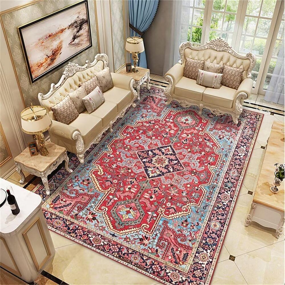 Tapis bureau lavable rouge 60x90cm : le confort rétro résistant au quotidien
