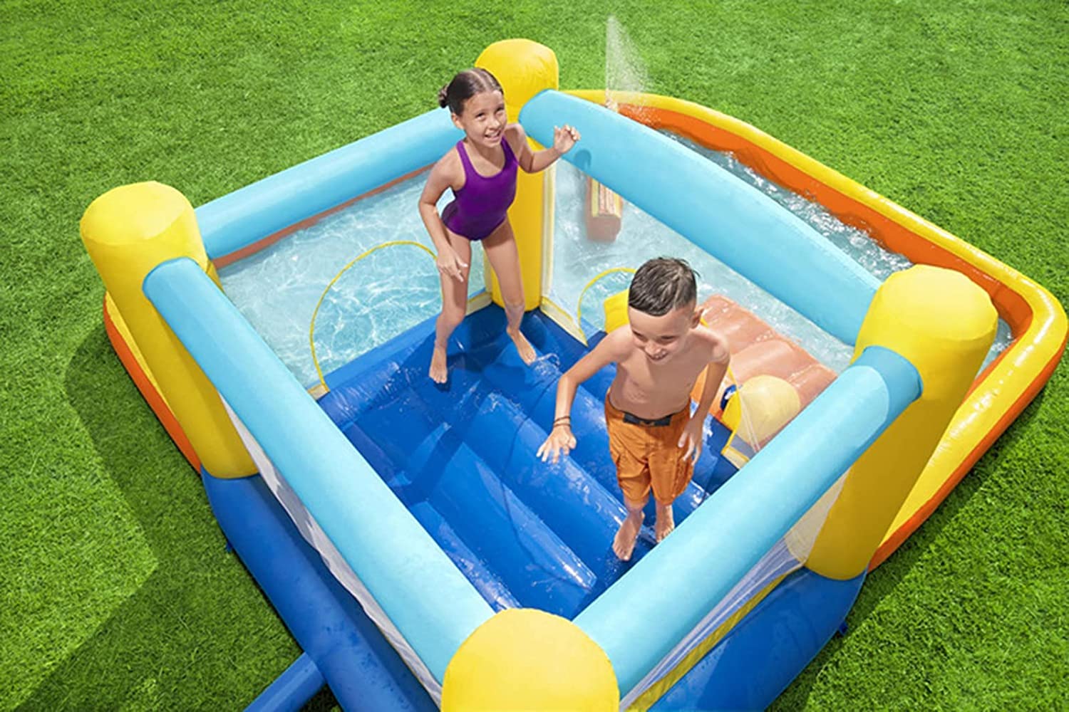 nadmuchiwany zamek, Przestronny dmuchany domek do skakania Rozrywka Dmuchany zamek Pistolety na wodę Splash Pool Zjeżdżalnia wodna Domek zabaw świeżym powietrzu