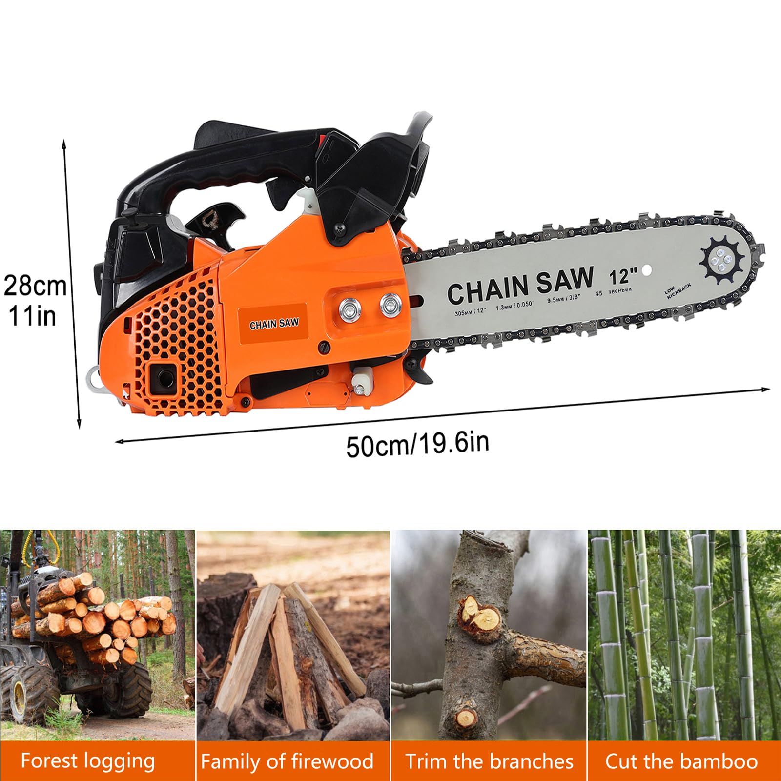 Amazon.com : 25.4cc Gas Chainsaw, 2-Stroke Portable Chain Saw