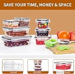 24 Conditionner les contenants de préparation des repas, PRAKI Ensemble de contenants de stockage alimentaire avec Lids.Conteneurs de préparation d'aliments en plastique pour les organisateurs de cuisine de garde-manger et de stockage, sans BPA, sans fuite, micro-ondes/laveuse à vaisselle