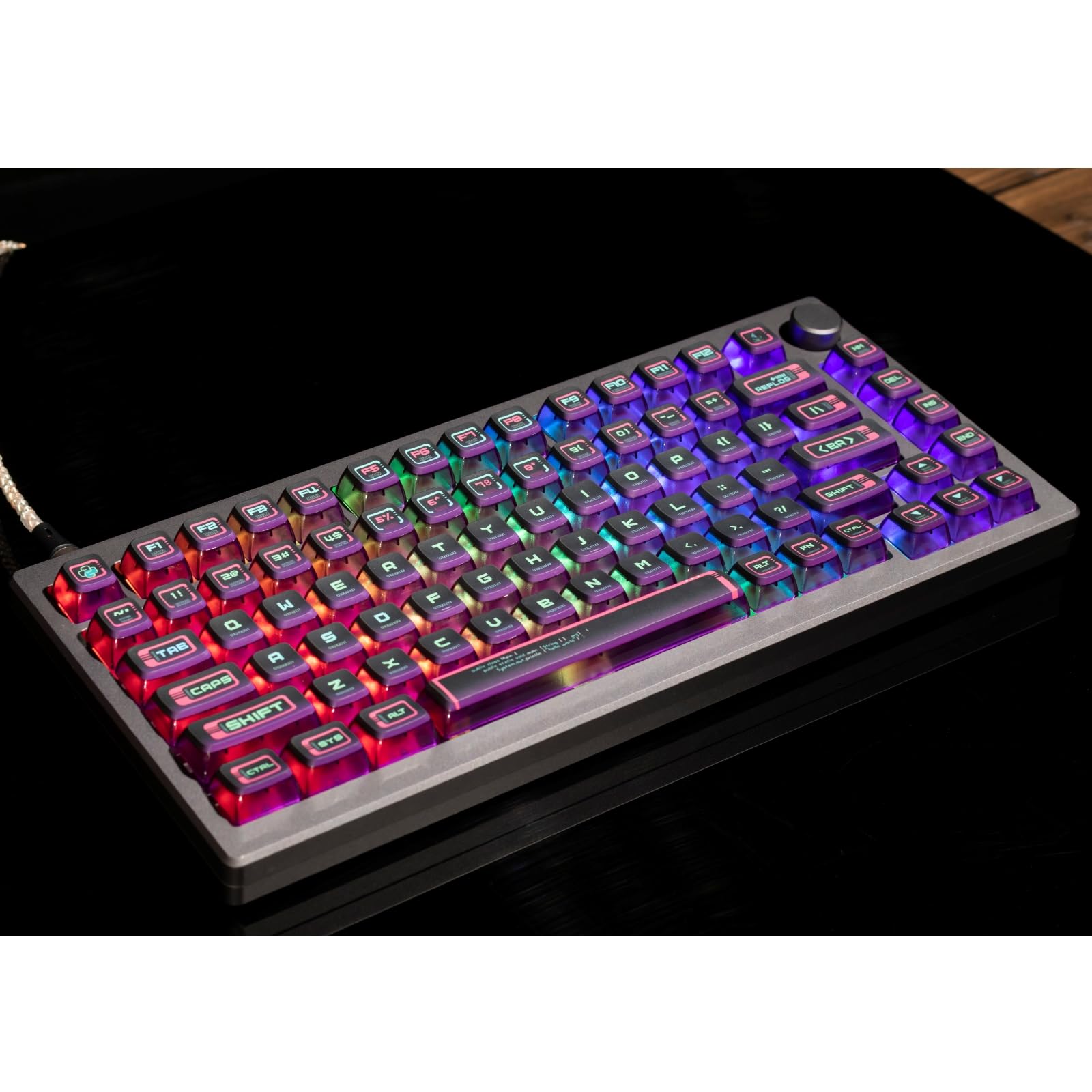 ULTRAEQUIPPudding Keycaps PBT Shine Through Keycaps ASA Profile 117 Keys Set Custom Keycap Set Universal Compatiability for Azoth/Scope II Keyboard (Binary Terminal - Cyberpunk)