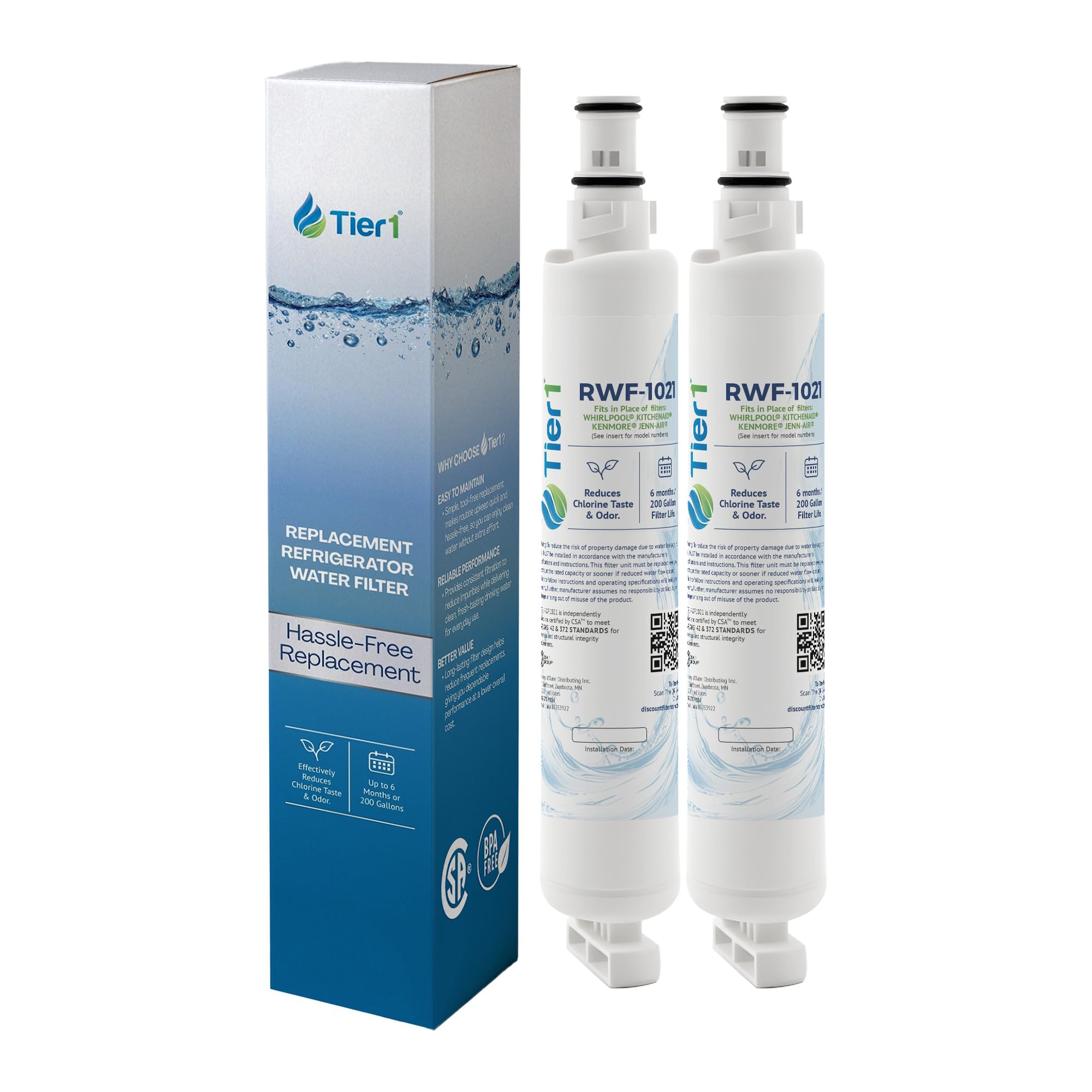 Tier1 repuesto para Whirlpool 4396701, EDR6D1, Kenmore 9915, 46-9915, NL120V, 4396701, 4396702 filtro de agua para refrigerador, 2 unidades