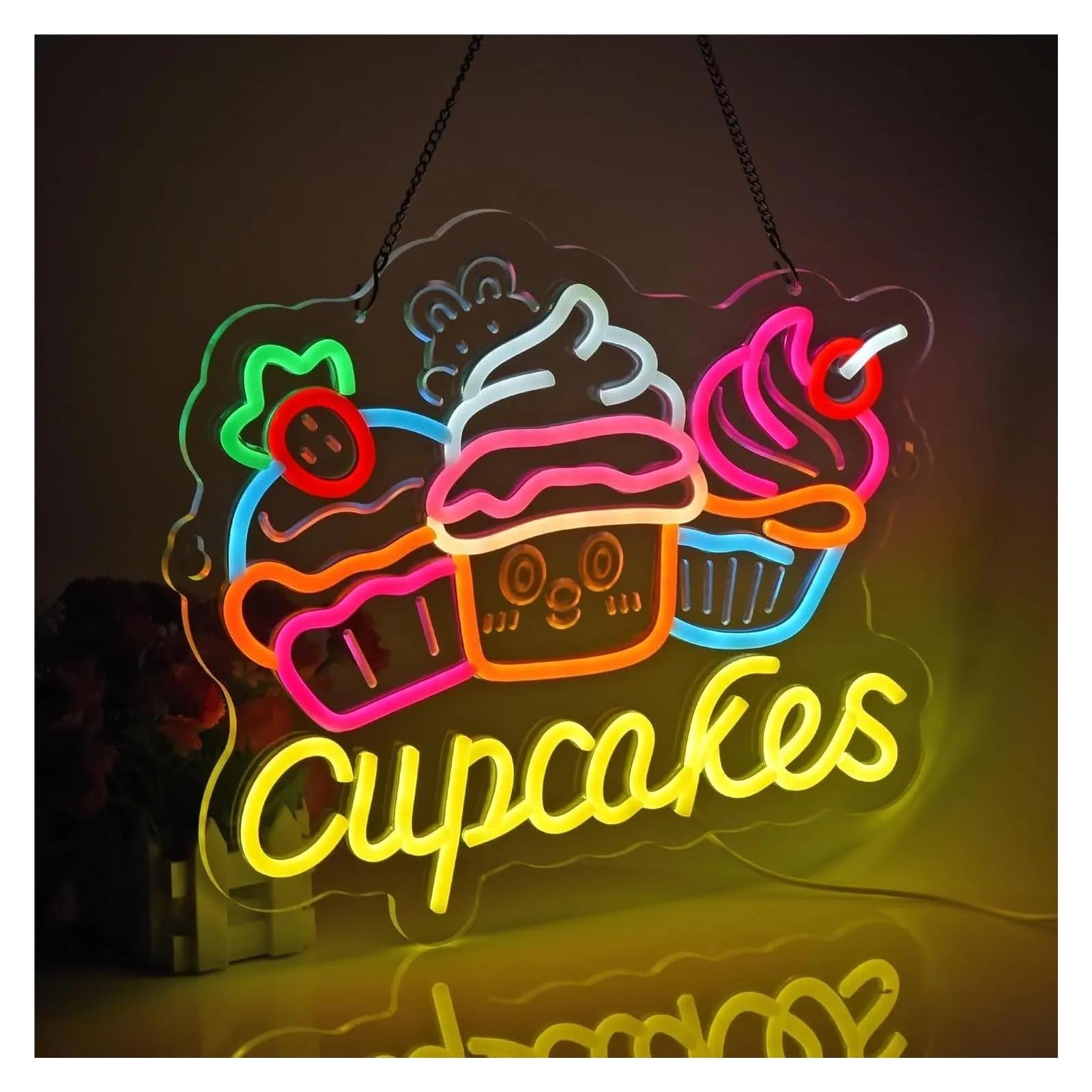 Cupcakes per insegna al per neon per usb LED dimmerabile per luminosa per 36x32cm