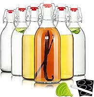 YEBODA 16oz Swing Top Glass Bottles 6 Pack - Airtight Leakproof Flip Top Caps for Kombucha, Beer Brewing, Oil, Vinegar Storage
